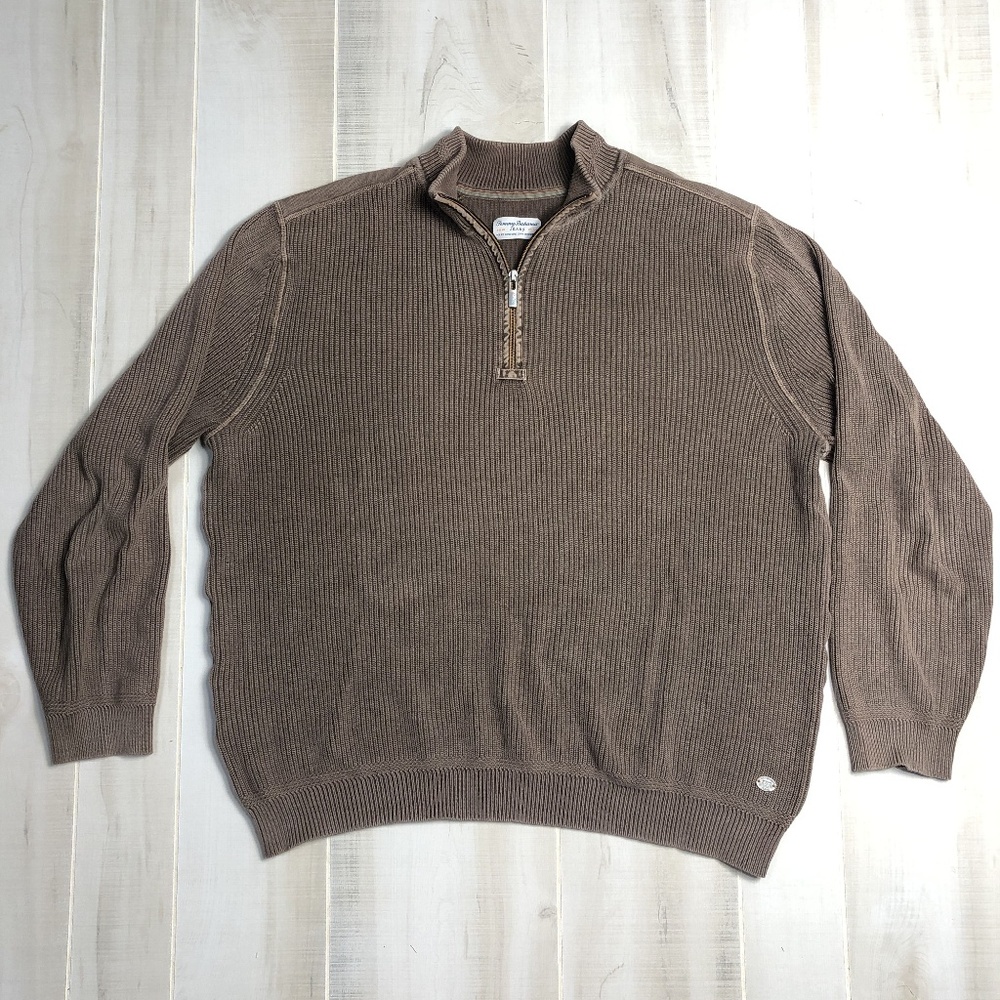 Tommy Bahama Brown Quarter Zip Men's Pullover